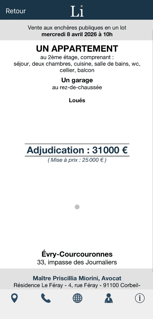 Adjudication Évry-Courcouronnes, appartement et garage