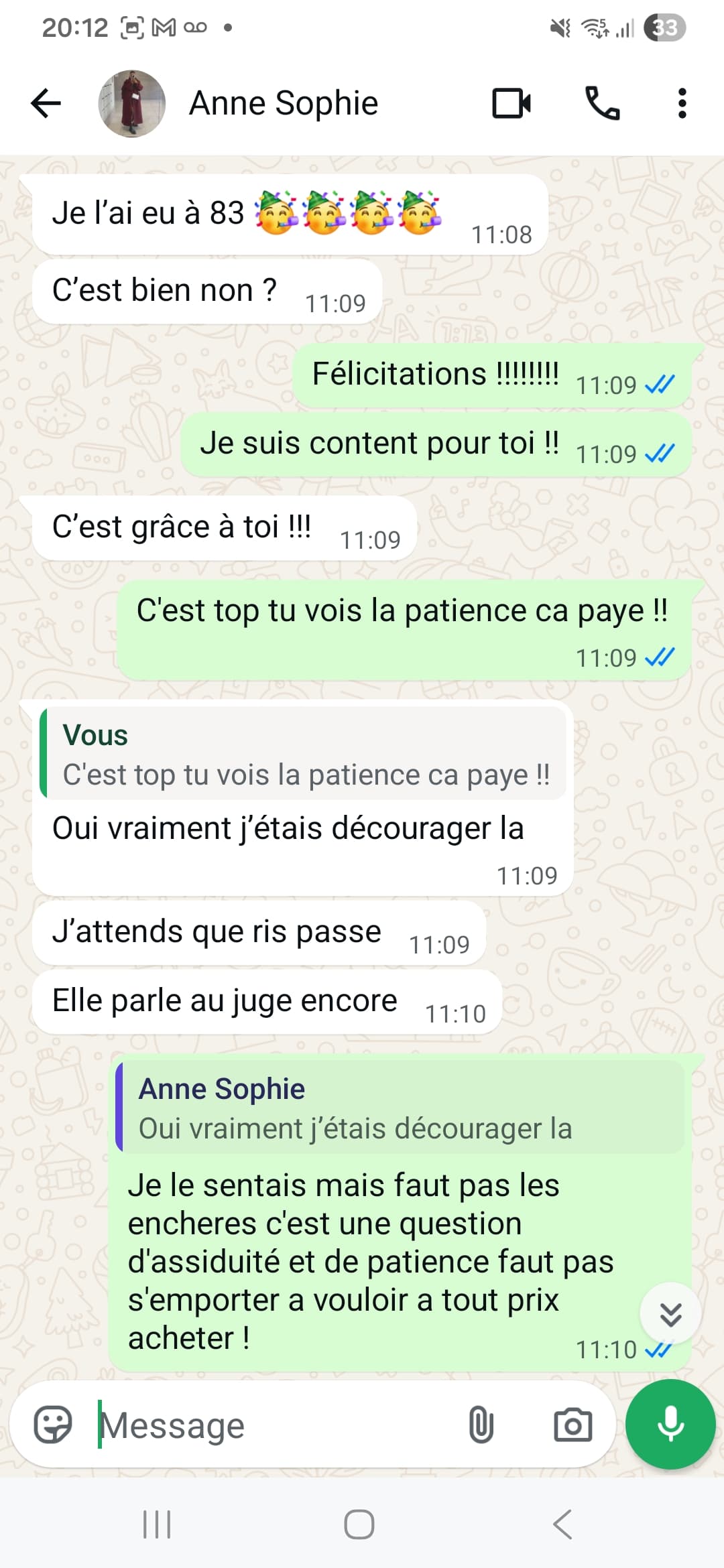 Témoignage d'Anne-Sophie, bien adjugé à 83 000 €